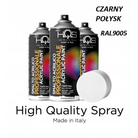 SPRAY CZARNY POŁYSK 400ML RAL 9005 HQS