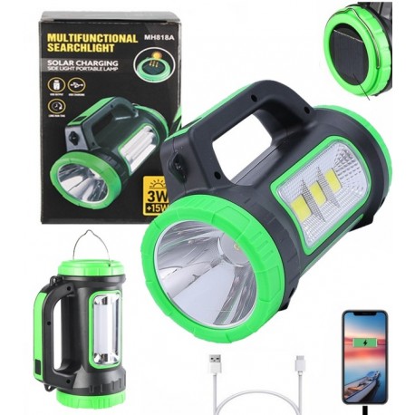 LATARKA AKUMULATOROWA SOLAR CHARGING 3W 15W MULTIFUNCTIONAL SEARCHLIGHT