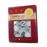 LAMPKI 40 LED NA BATERIE ŁAŃCUCH BAWEŁNIANE KULKI WEWNĘTRZNY CIEPŁY BIAŁY 210 CM JUMI